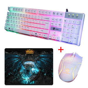 Wired Rainbow Combos USB Keyboard Mouse Pad Set