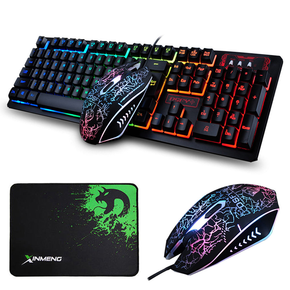 K-13 Wired Rainbow Combos USB Keyboard Mouse Pad Set